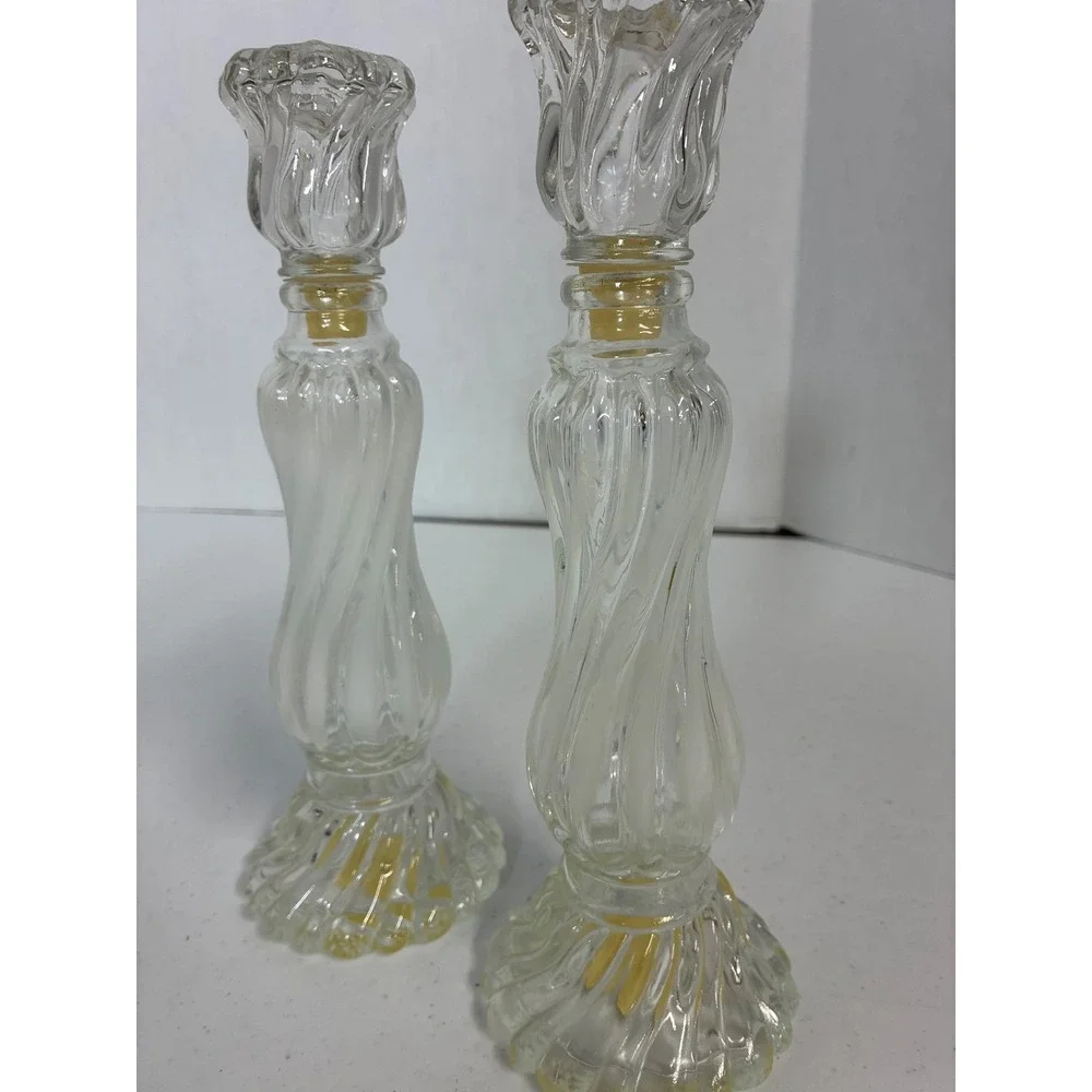 Vintage Avon Opalique Candlestick Sweet Honesty Cologne Glass Bottles Pair 9.5